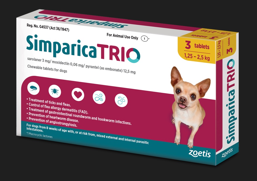 Simparica Trio 1.3-2.5Kg 3`s Yellow
